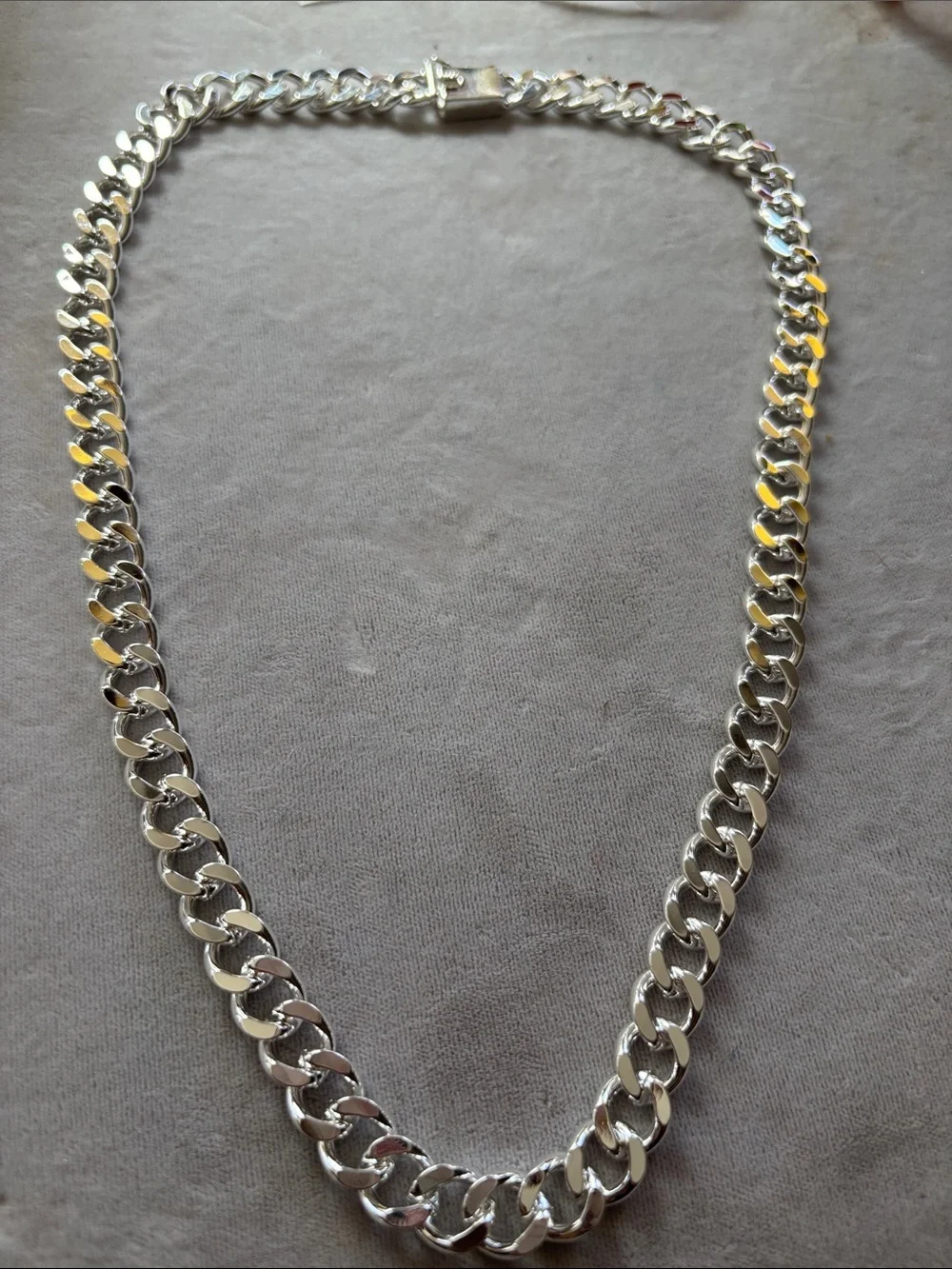 Polished Silver Cuban Link Necklace